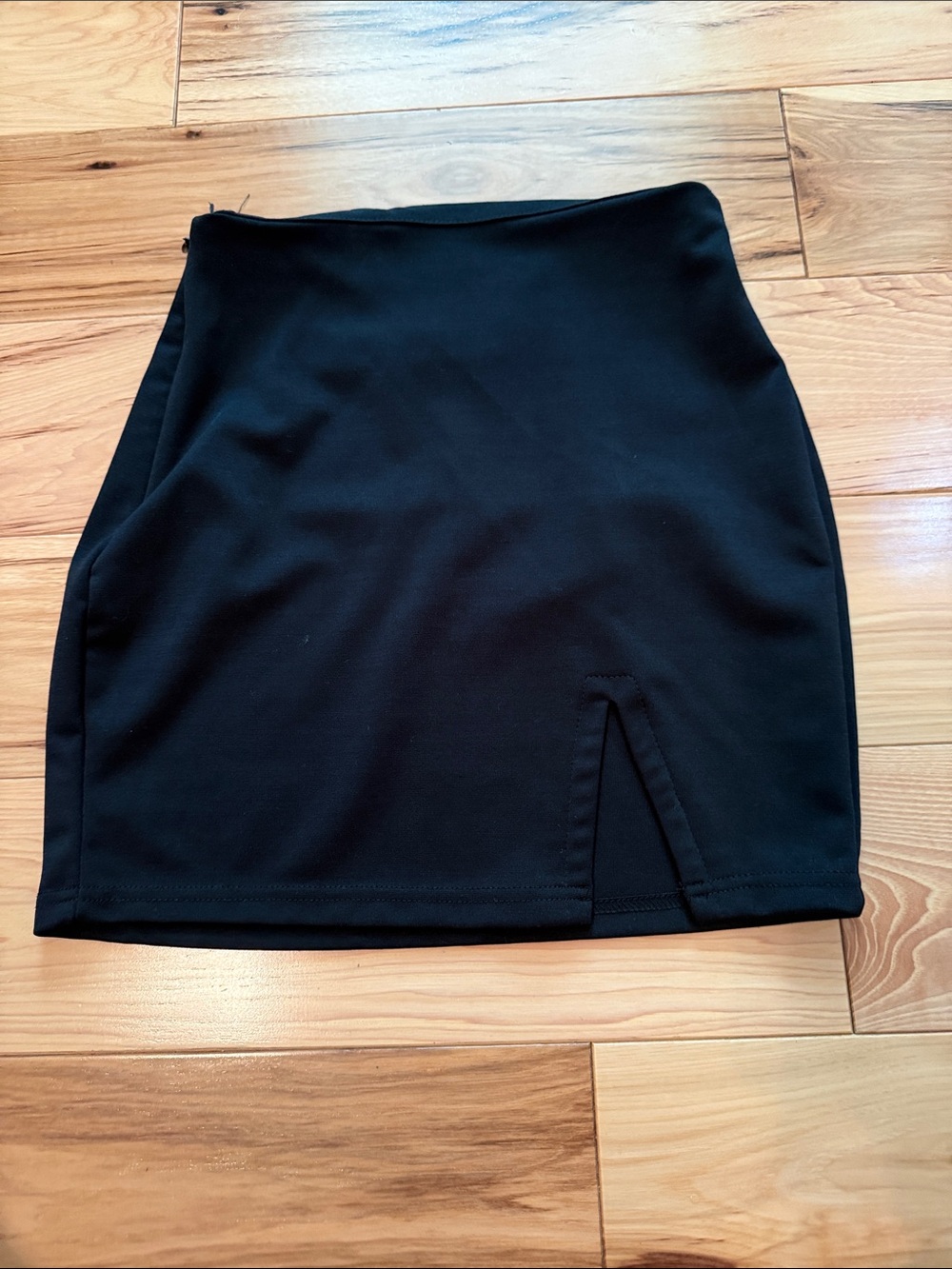 Black Women's Mini Skirt with Front Notch